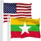 G128 Combo Pack: American USA Flag 3x5 Ft & Myanmar Flag 3x5 Ft, Both Printed 150D Polyester, Indoor/Outdoor, Brass Grommets